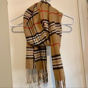 Brown faux Burberry plaid scarf
